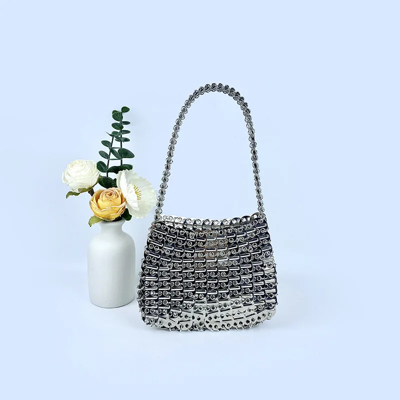 2024 New Luxury Design Women's Evening Bag Handmade Hollow Metal Tote Bag High Quality Wedding Party Clutch Bag Bolsa Feminina