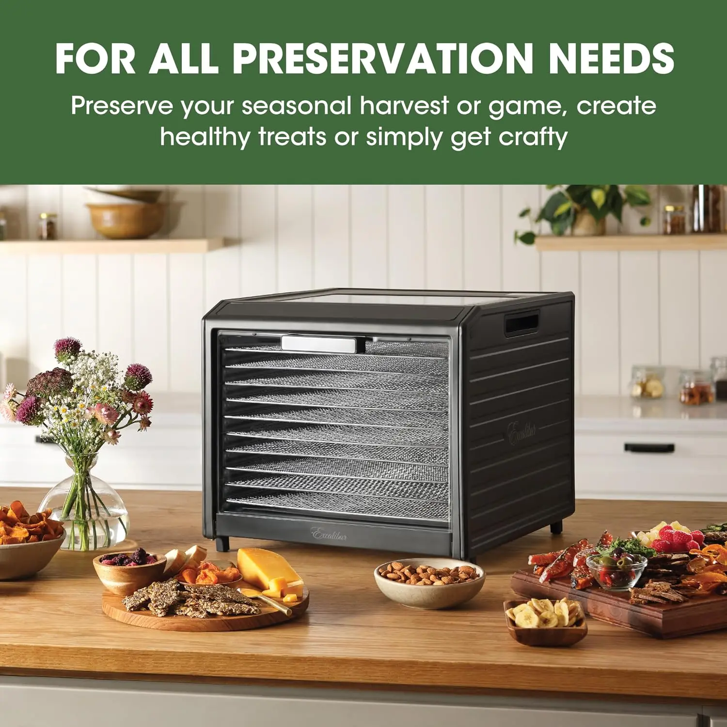 Electric Food Dehydrator Performance Series 10-Tray with Adjustable Temperature Control Includes Stainless Steel Drying Trays Gl