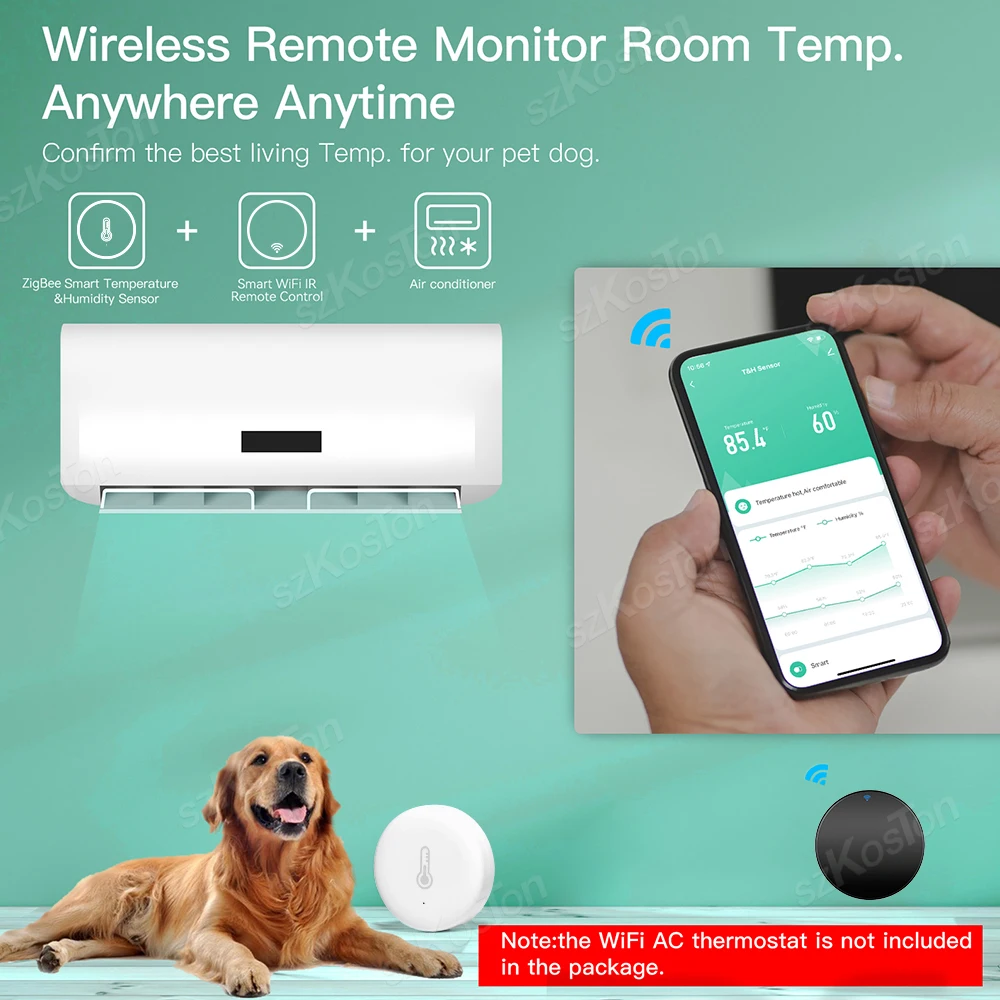 Tuya Smart Home ZigBee Temperature and Humidity Sensor Indoor Thermometer Monitor Works with Alexa Google Smart Life ZigBee2mqtt