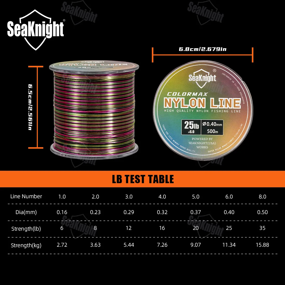SeaKnight Speckle ที่มองไม่เห็นสายไนลอนสีชมพู 500M Smooth Strong Soft ปลาคาร์พสาย Camouflage สายตกปลาทะเล 1.0 # -8.0 #   35ปอนด์/15.88กก