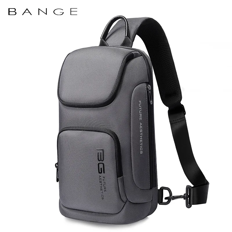 BANGE Large Capacity Men\'s Messenger Bag Ultralight and Portable Multi Pocket Waterproof Backpack Travel Chest Bag for 9.7\