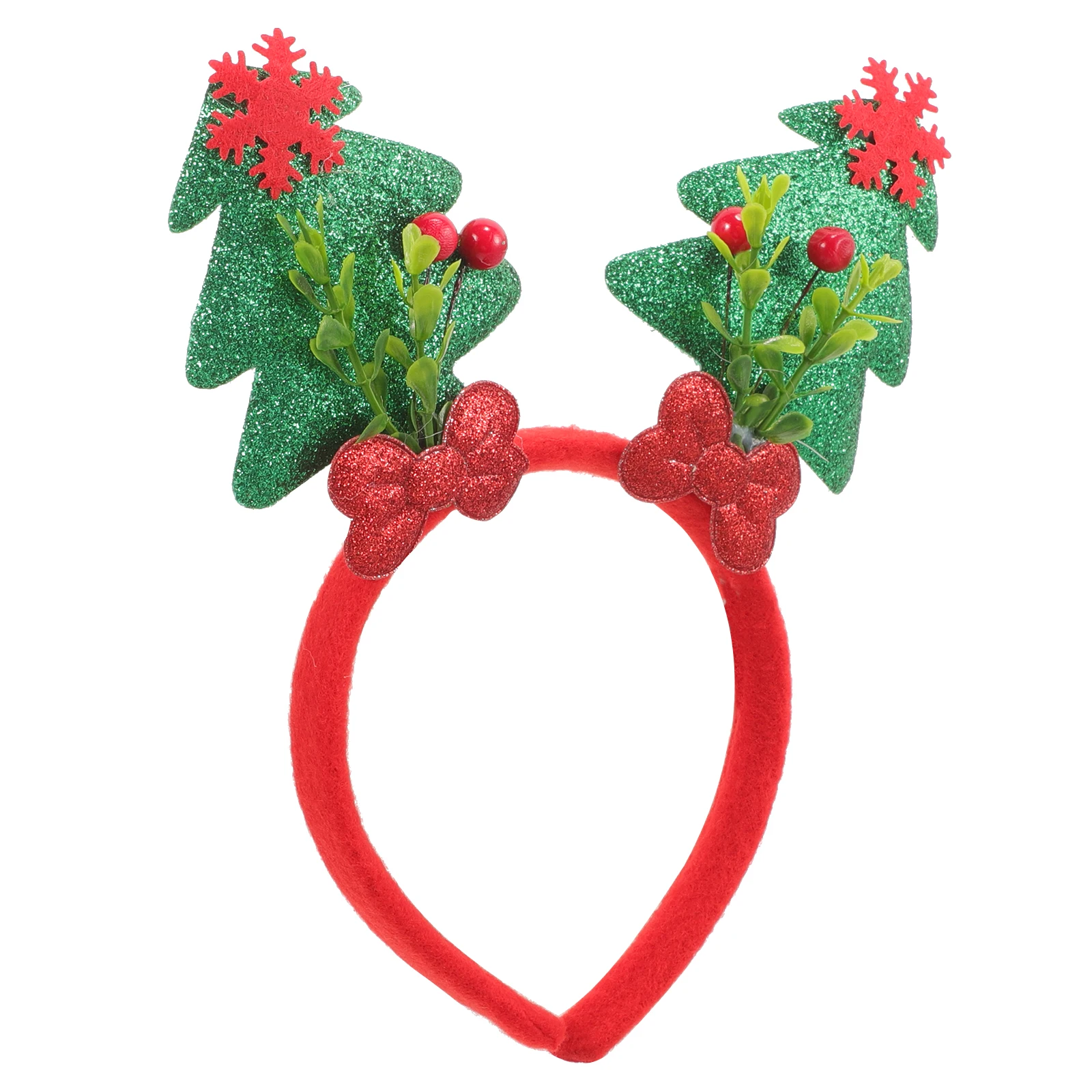 

Christmas Headb Red Berries Glitter Green Tree Nonwoven Fabric Kids Adult Party Hair Accessories Xmas Decorations Holiday Gifts