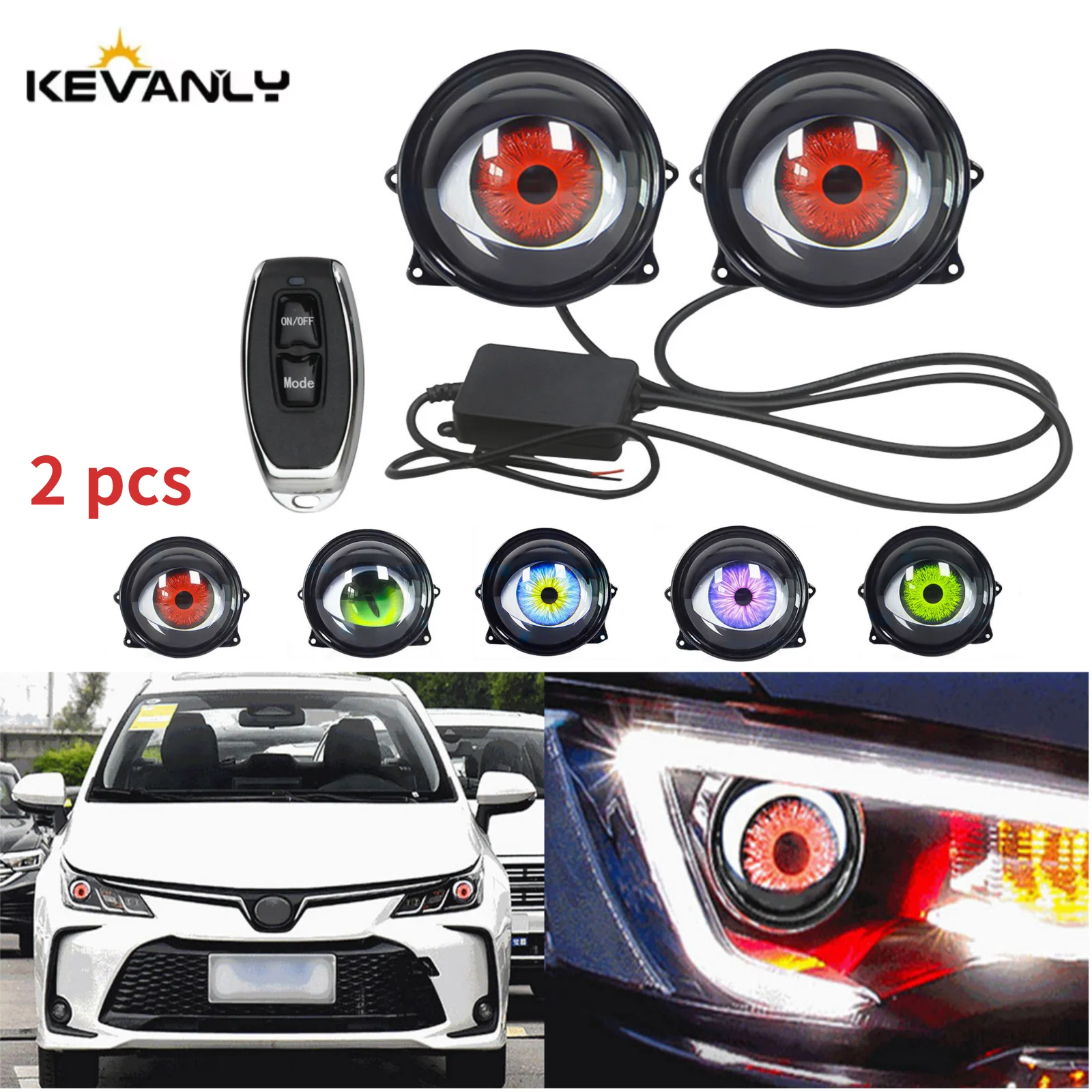 

2PCS 3 inch Devil Eye LED Headlight kit Car Dynamic Lights 12v with remote control Eyes Retrofit Kits Auto Light Accessories