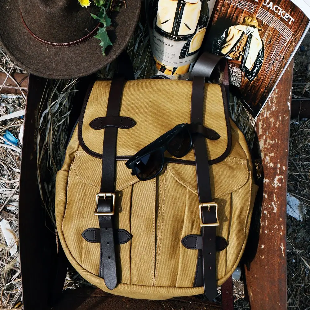 Tailor Brando Imitation American Retro 70262 Backpack 34*39*11cm Canvas & Cowhide Shoulder Strap YKK Pure Copper Zipper