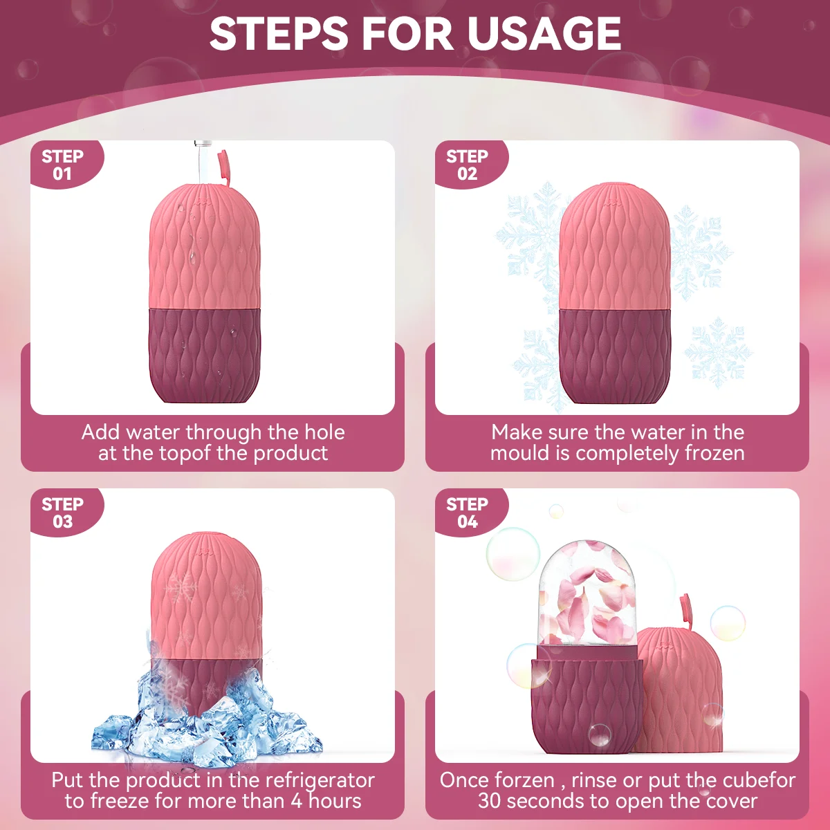 Ice Face Roller, แม่พิมพ์ซิลิโคนแบบใช้ซ้ําได้นวดหน้า Eye Facial Beauty Skin Care เครื่องมือใช้น้ําแข็งสําหรับรูขุมขนหดตัว