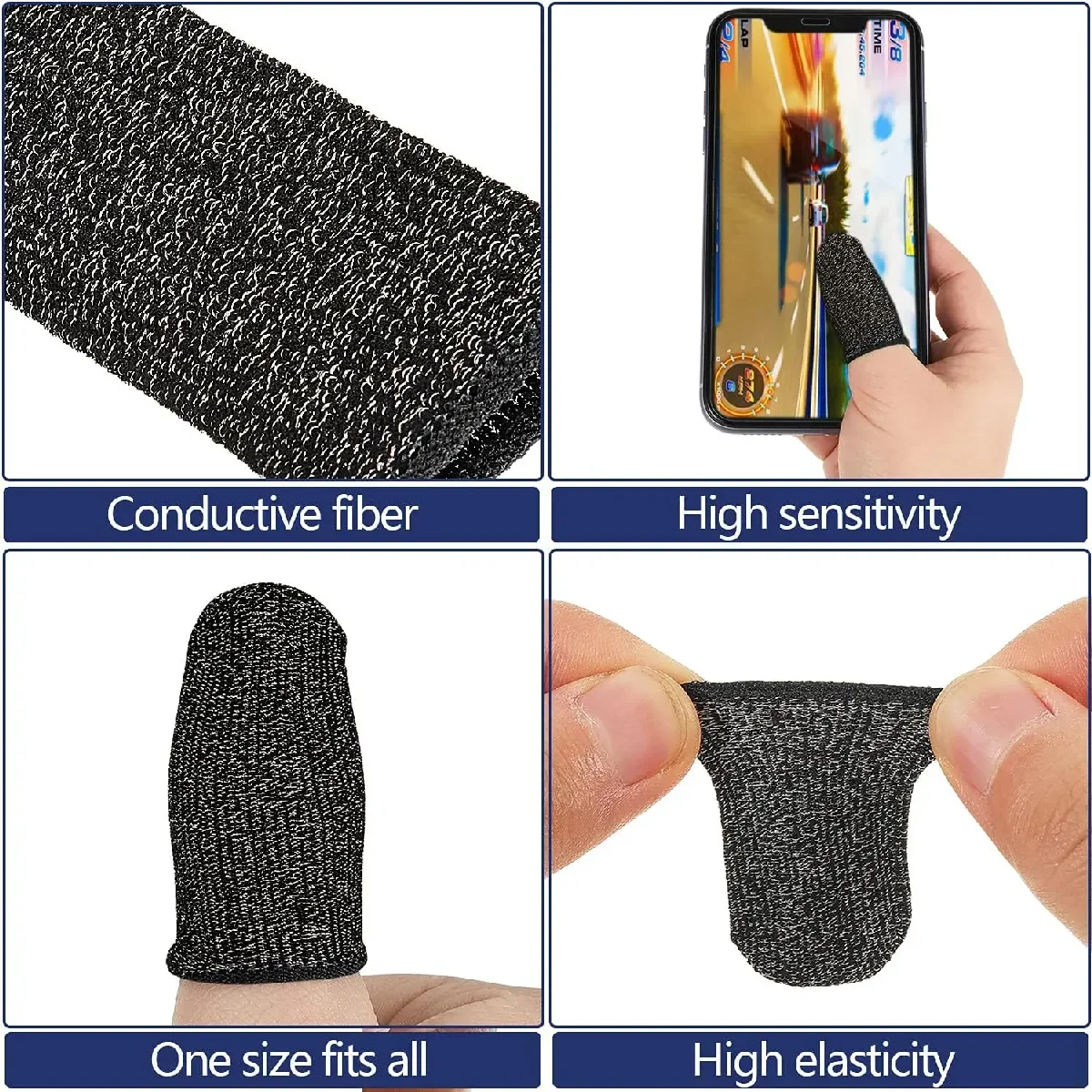 24Pcs Mobile Phone Finger Cuff Fibroid Mobile Game Touch Fiber Screen Breathable And Sweat Walking Resistant Game Finger Cuff