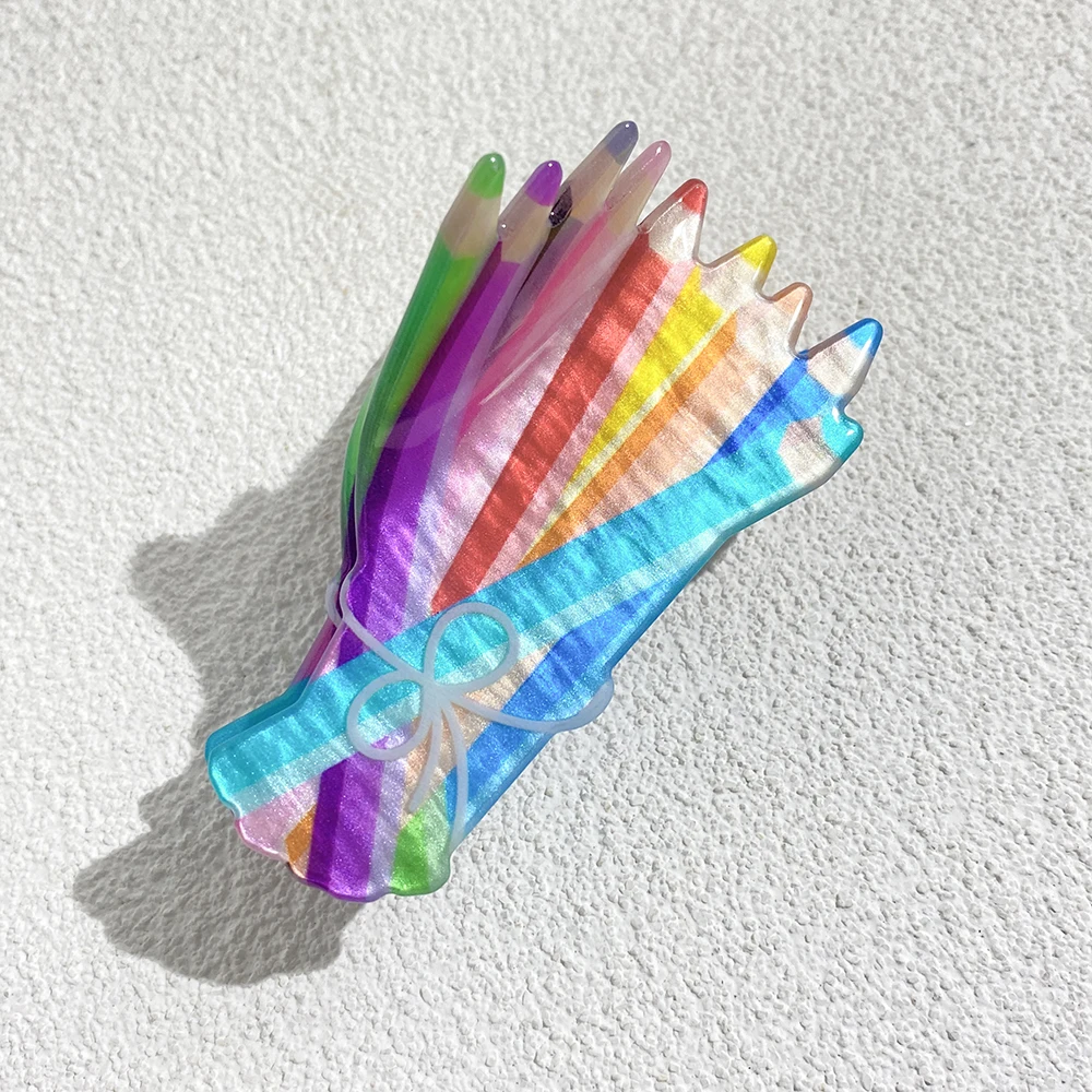 New Design Colorful Pencil Shape Ponytail Hair Claw Clip For Women Girls Trend Geometric Student's Gifts Hair Accessories Tool