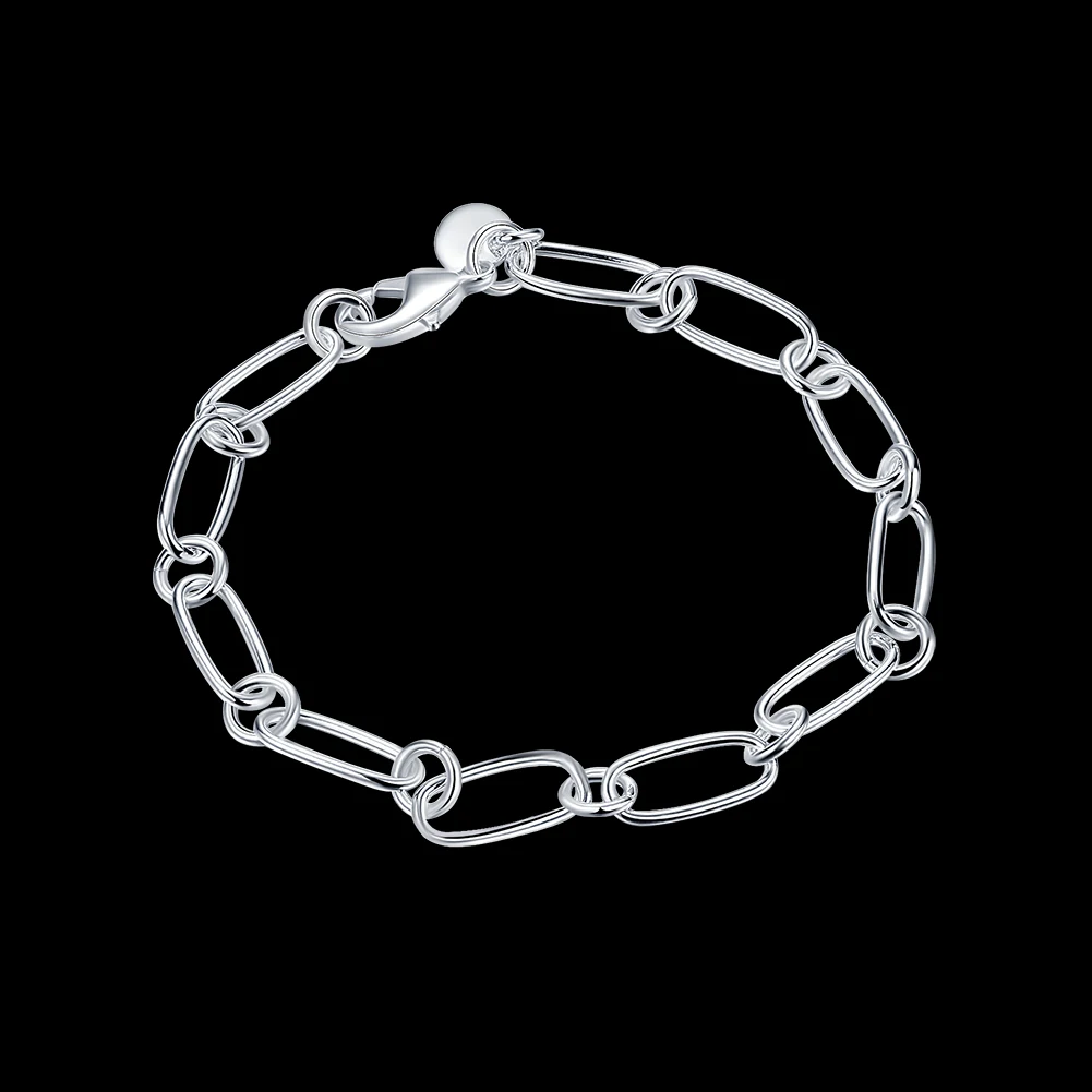 Pulseras de plata de ley 925 para mujer y hombre, cadena circular, regalo clásico para fiesta de boda, joyería de moda, novedad popular