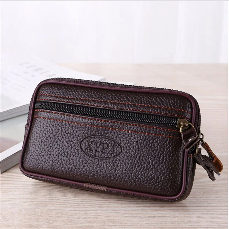 

Mobile Phone Waist Bag For Men Leather Coin Purse Strap Pocket Cellphone Bag Clutch Bag Belt Waist Packs Testificate Belt Bag