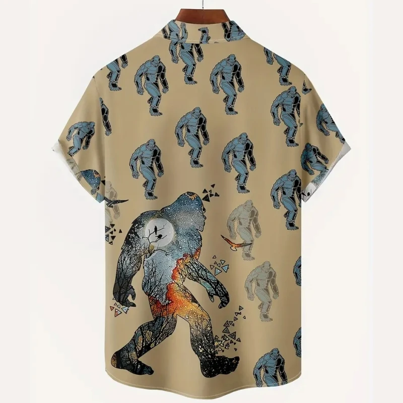 Camisas hawaianas con estampado de chimpancé para hombre, camisa informal de gran tamaño, camisa de manga corta de moda Retro, ropa de alta calidad