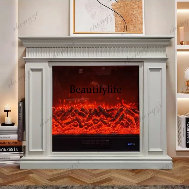 G153 French Fireplace Cabinet Solid Wood Paint Living Room Fireplace Decoration Cabinet Simulation Heating Fireplace Cabinet