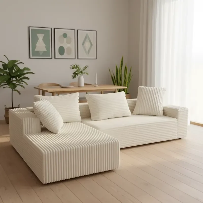 Cloud Modular L-Shaped Compressed Sofa Set Adjustable Fabric Couch Sponge Filled Living Room Lounge Furniture