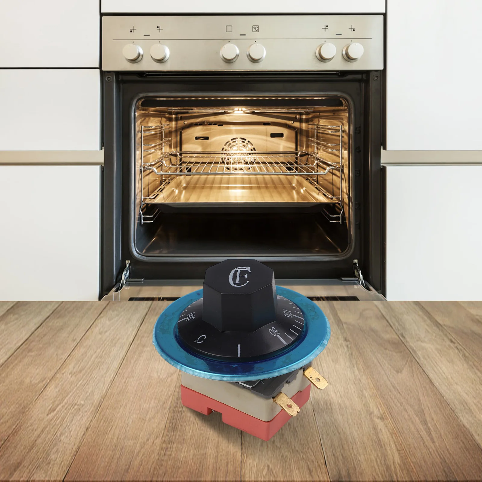 Термостат переменного тока 250 В, регулируемый термостат, детали кухонной техники, черный термостат, конструкция капиллярной трубки, максимальный ток 16 А