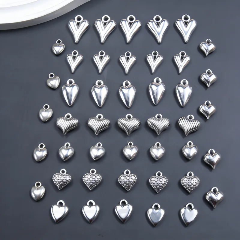 

15pcs Silver Plated Smooth 3D Heart-Shaped Alloy Pendant DIY Charms For Necklace Bracelet Jewelry Metal Accessorie A1820