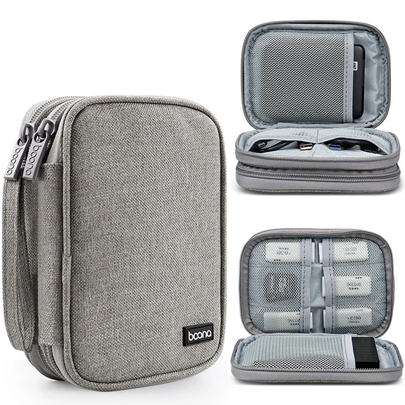 Travel Organizer Electronics Accessories Carrying Bag Portable Single/Double Layers Storage For Cable Hard Disk Power Bank