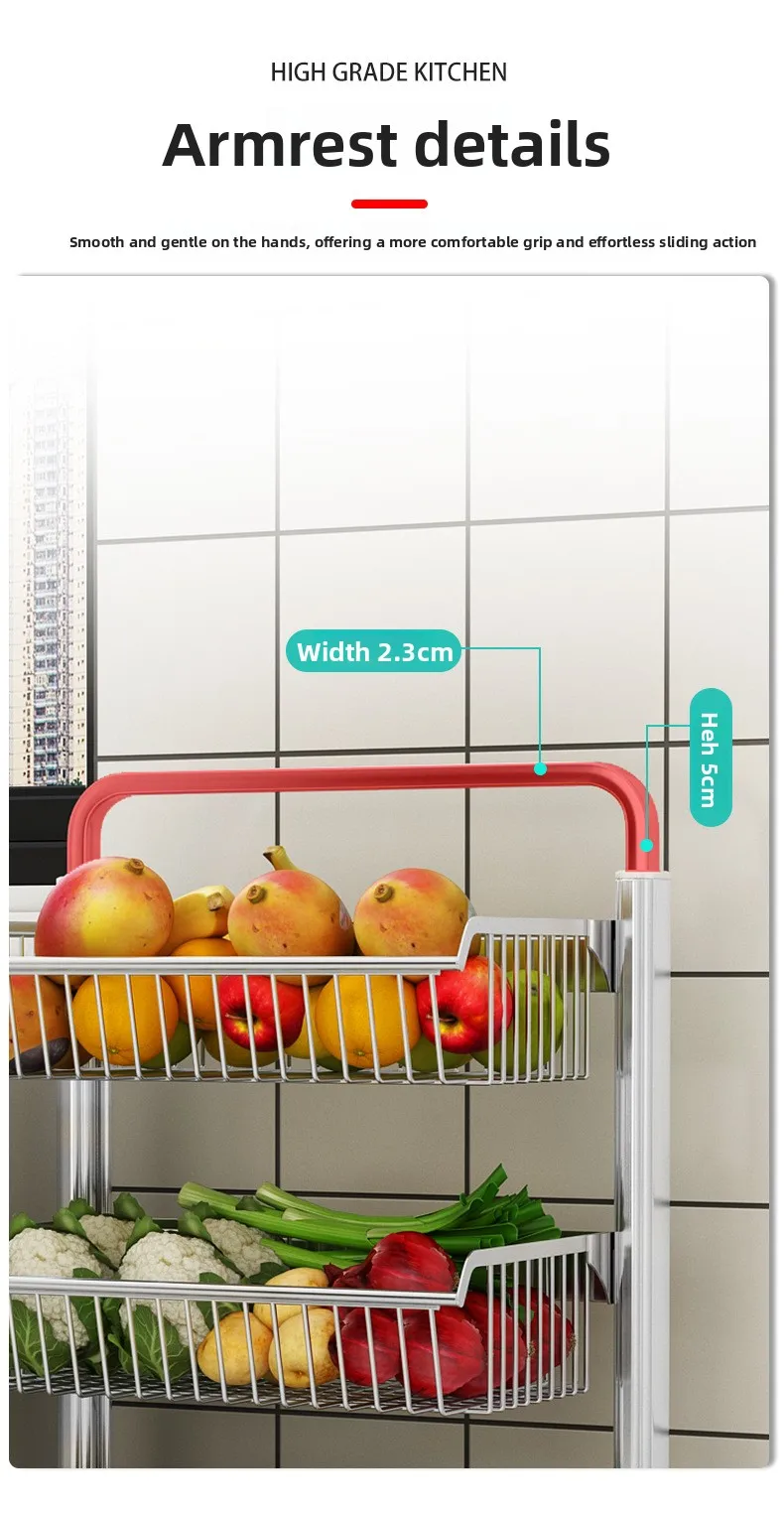 Extra Thick Stainless Steel Freestanding Vegetable Shelving, Multi Tier Wall Back Kitchen Fruit Veggie Storage Holder