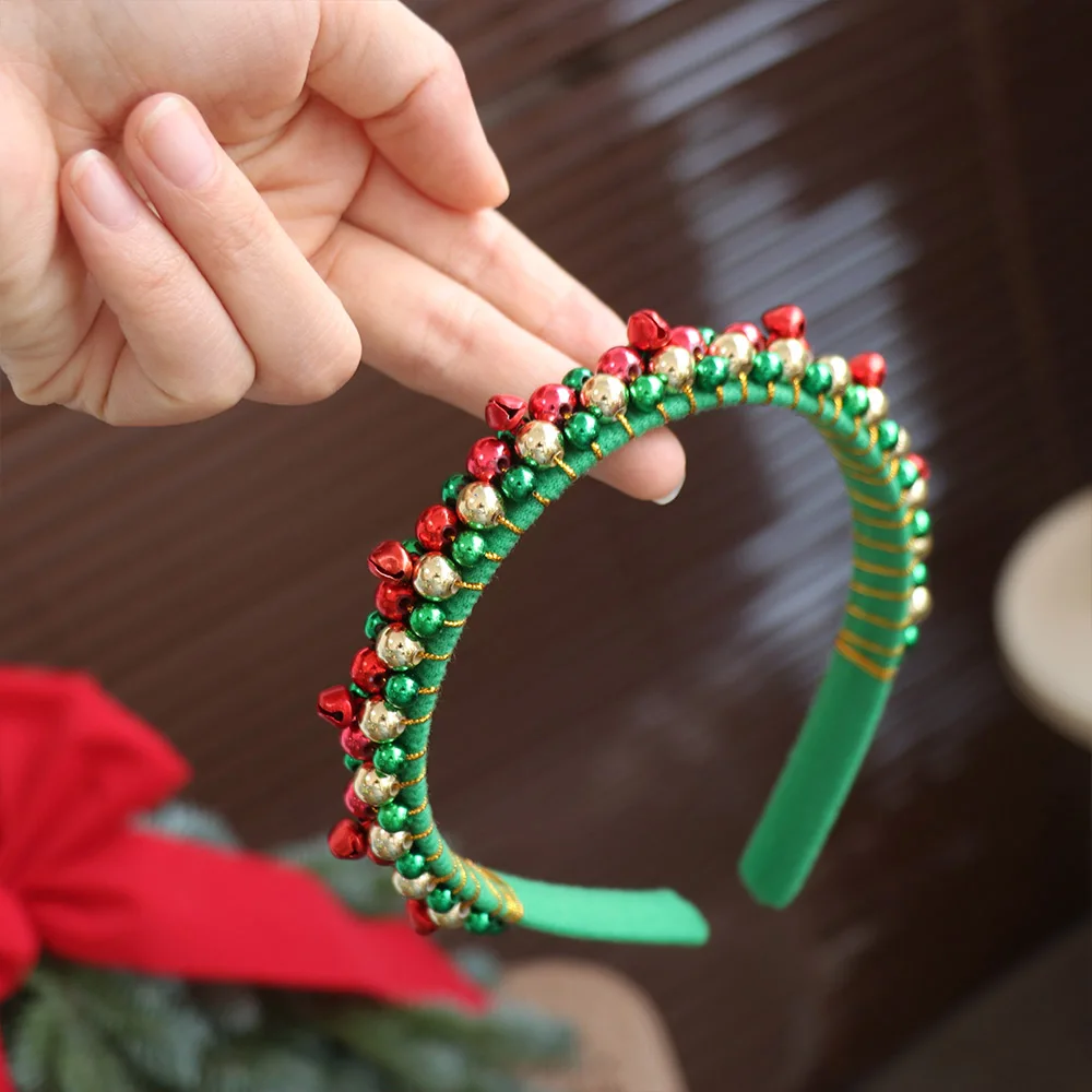 

New Year Christmas Jingling Bell Headband Thin Edges Dress Up Christmas Headwear Photo Props Red Green Xmas Hairband Headdress
