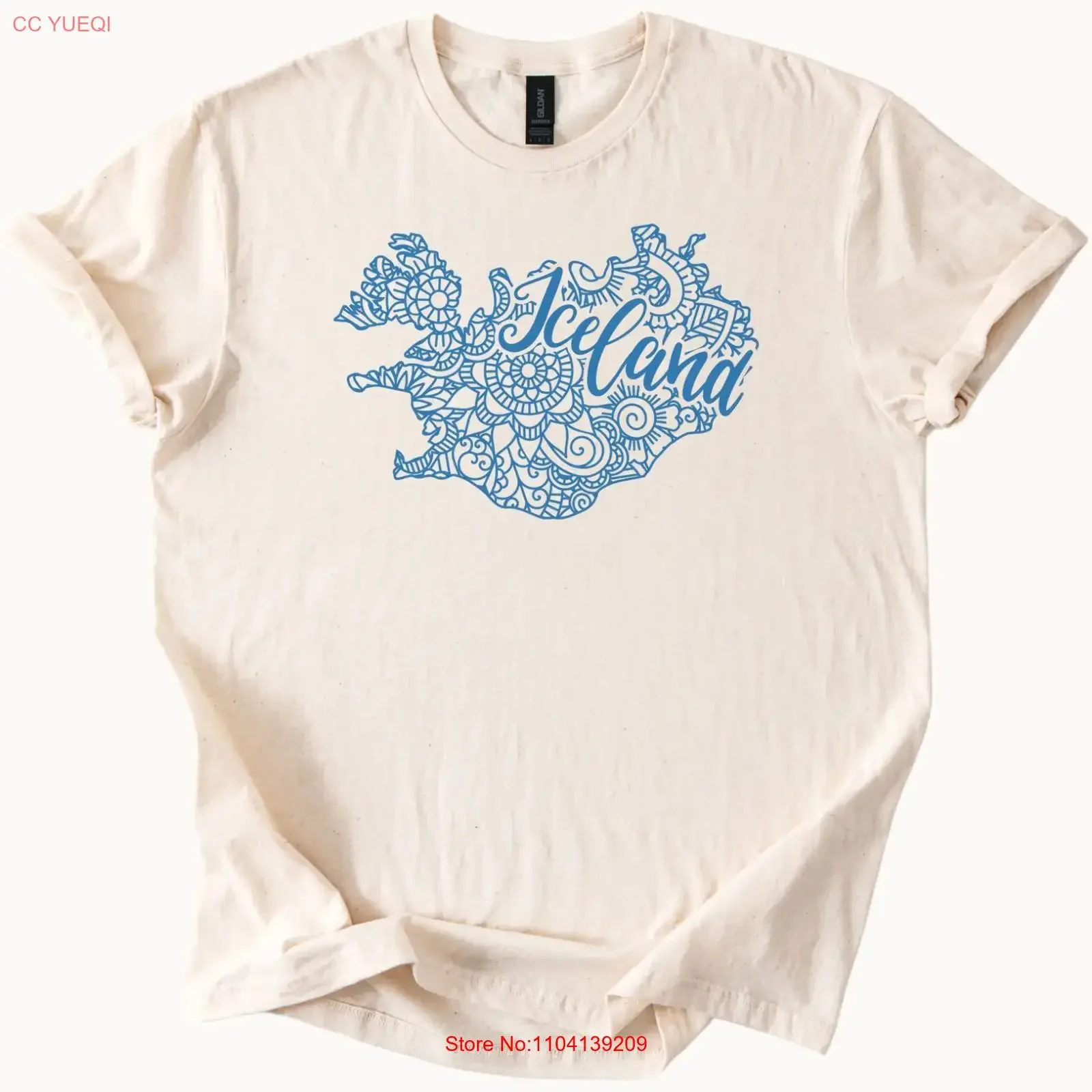Iceland Map Mandala T Shirt Icelandic Floral Art Travel vintage Washed Breathable homme Stylish graphic fashion
