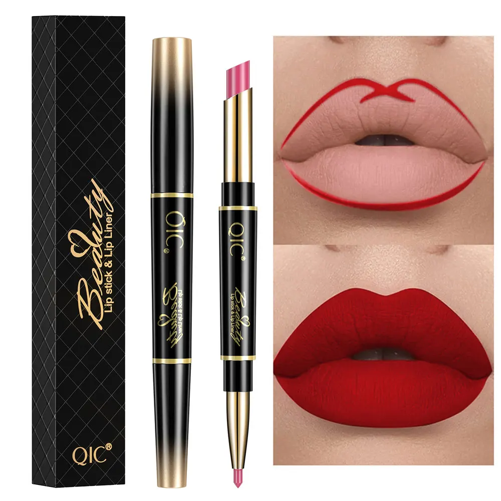 2 in 1 rossetto opaco lip liner trucco impermeabile a lunga durata per le donne cosmetici coreani bellezza trucco labbra femminili tinta macchia