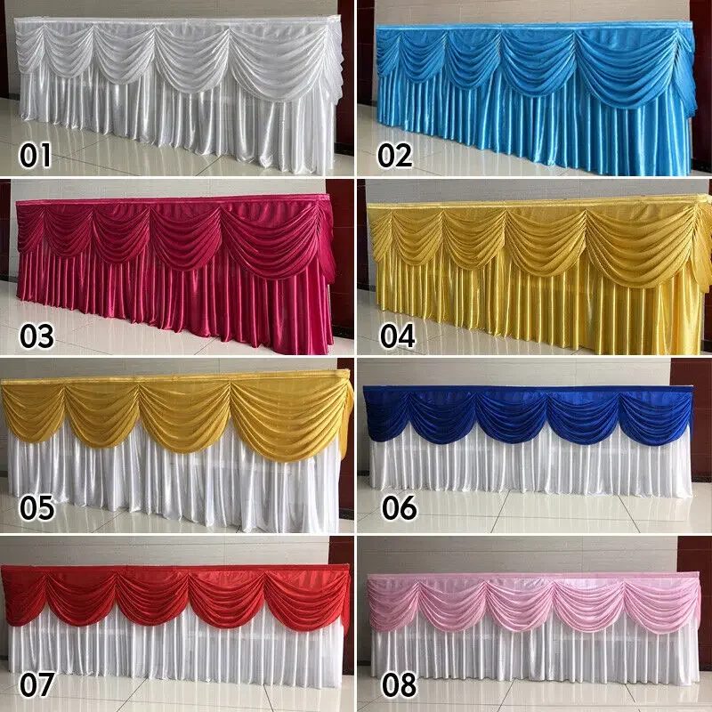 3/6M Wedding Backdrop Curtain Swag Ice Silk Fabric Wedding Decoration Table Skirts Party Banquet Backdrop Long Tablecloth New
