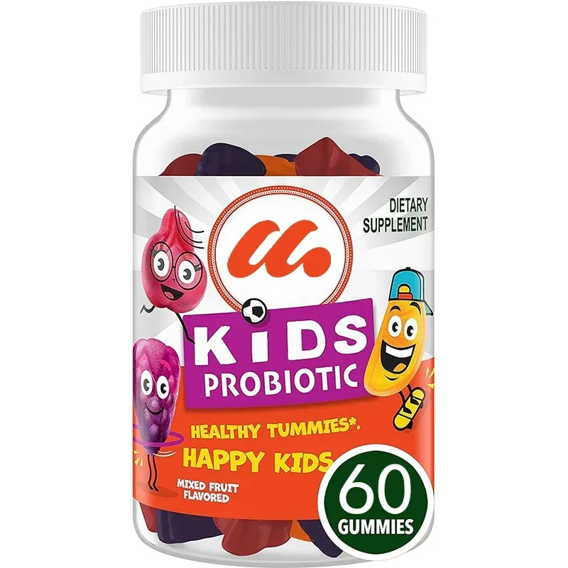 Children's probiotics, children's digestive health, prebiotics+probiotics, mixed fruit flavors, less than 1 gram per gummy candy