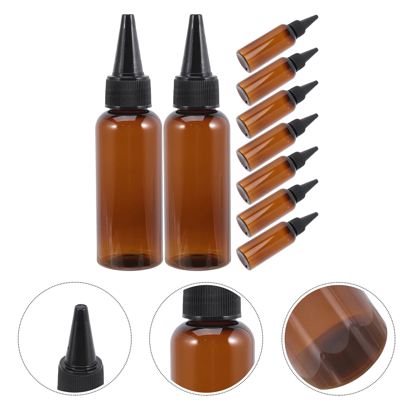

10 Pcs Squeeze Bottle Applicator Oil Bottles Plastic Empty Hair Round Small for