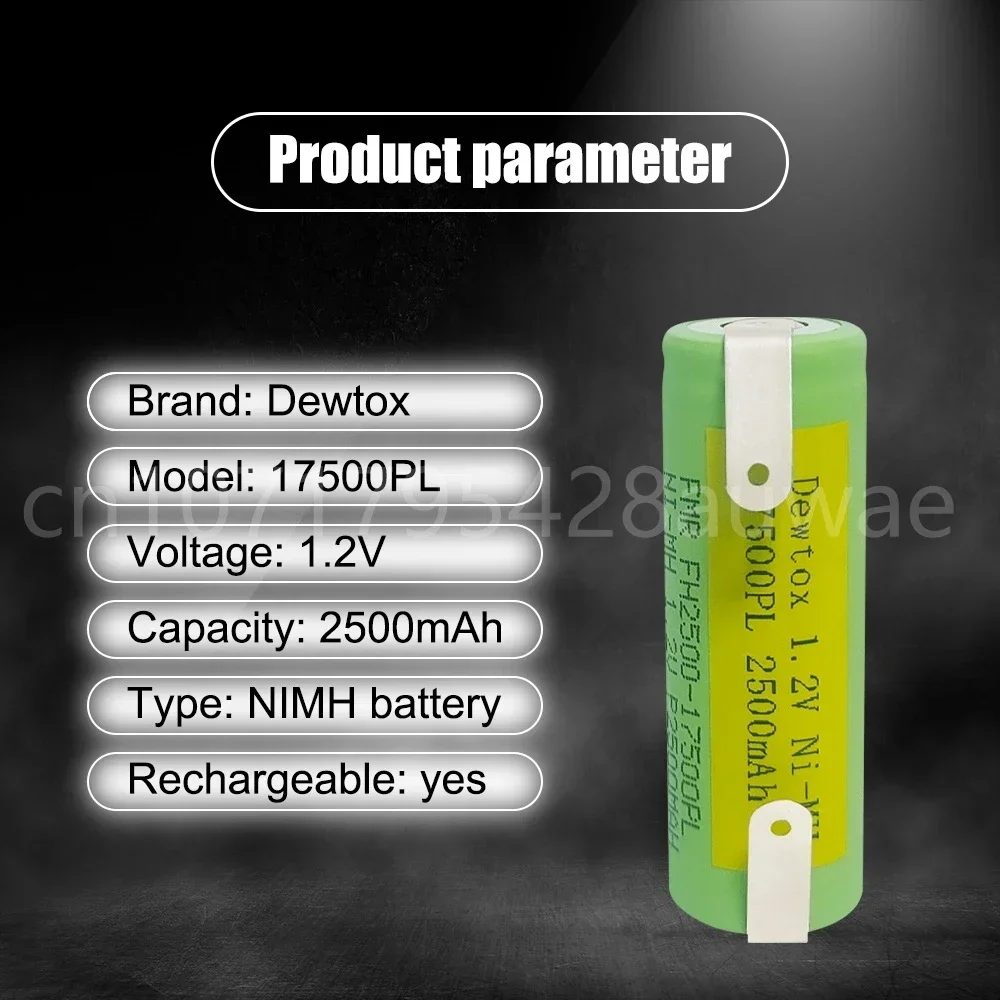 17500PL 1.2V 2500mAh Large Capacity Ni-MH Rechargeable Battery For Electric Trimmer Shaver Razor Braun ProCare Oral-B Toothbrush