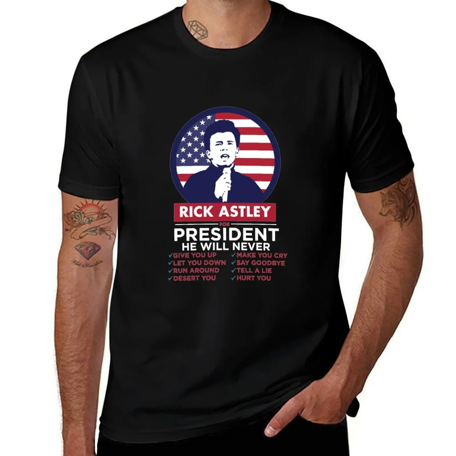 RICK ASTLEY FOR PRESIDENT, PRESIDENT RICK ASTLEY T-Shirt Basic Regular Fit Casual T-Shirt
