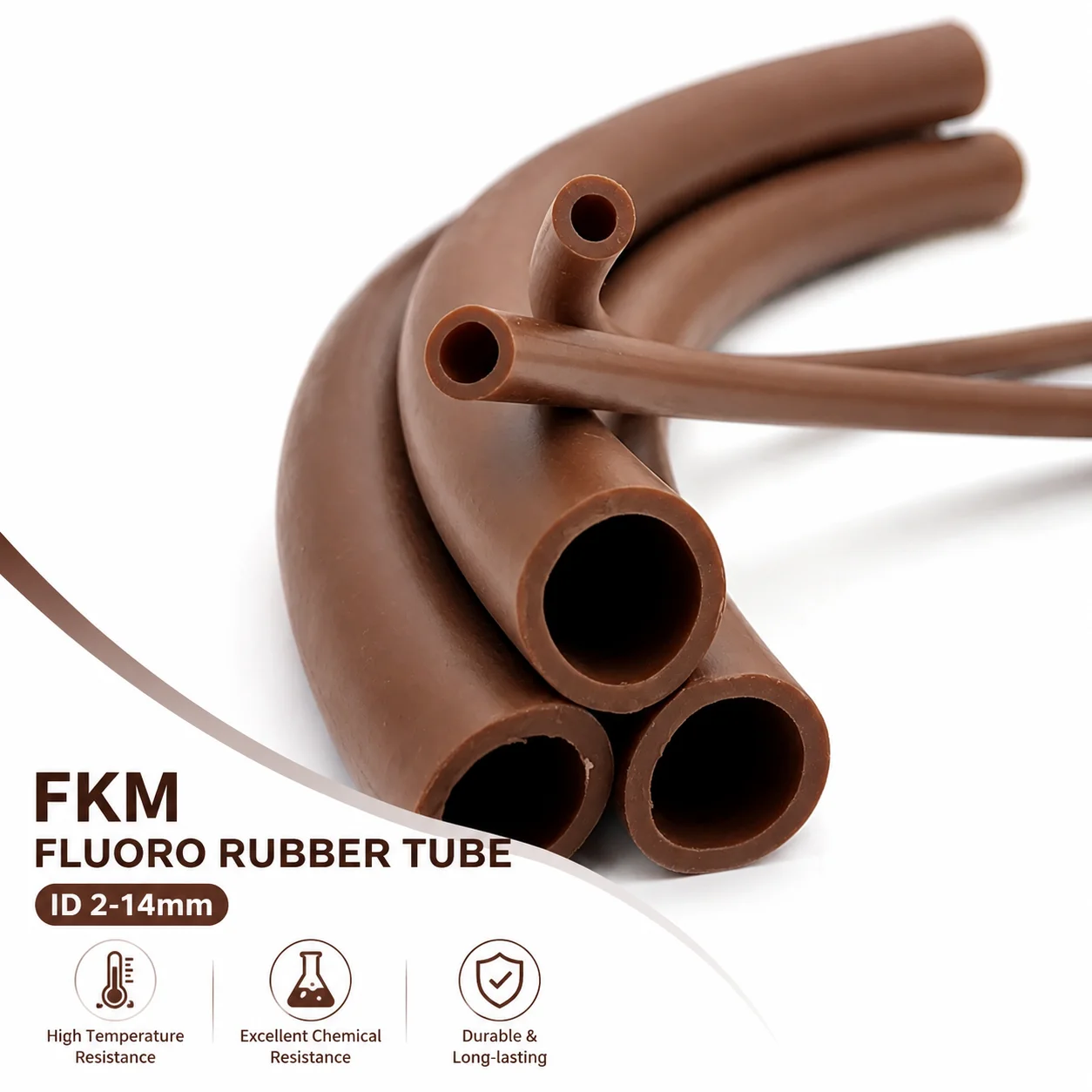 1/2/3/5 Brown Fluororubber Tube, Inner Diameter 2-14 Millimeters, High-pressure Equipment Sealing Guide Hose