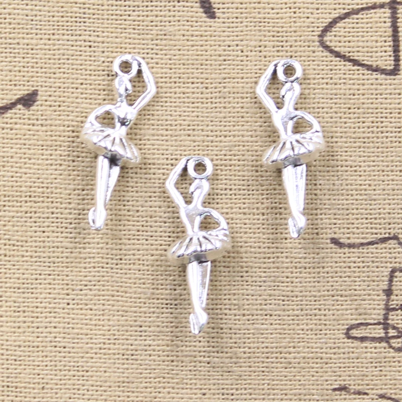 30pcs Charms Ballet Girl Dancer 26x9x7mm Antique Silver Color Pendants Tibetan Findings DIY Handmade Making Craft