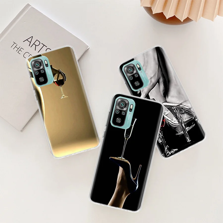 High heels beauty goblet red wine Phone Case For Xiaomi Poco X6 X5 X4 F4 GT X3 F6 Pro 5G M5 M5S M4 M3 F5 F3 F2 F1 Mi Note 10 Li