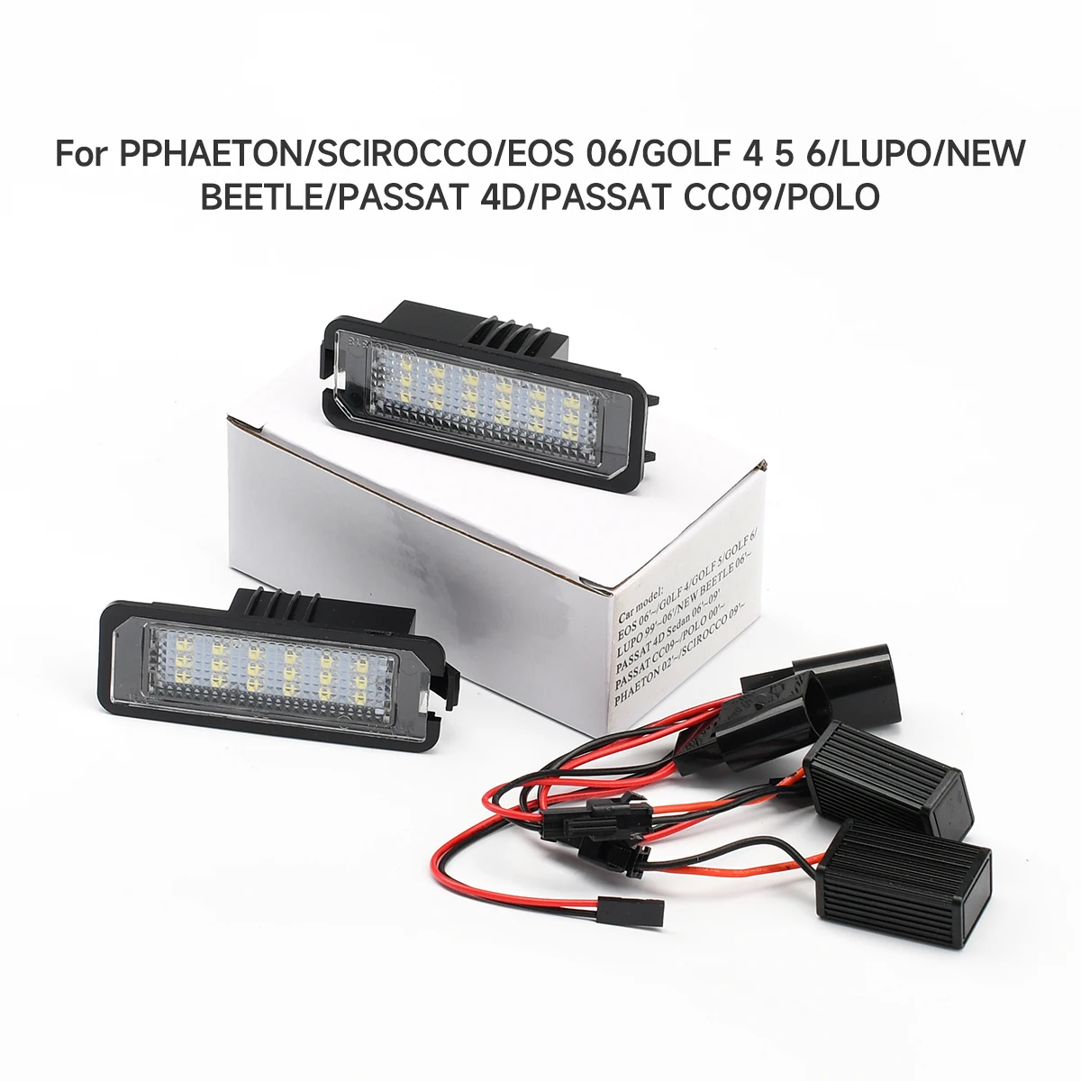 2pcs LED License Plate Number Light For PPHAETON SCIROCCO EOS 06 GOLF 4 5 6 LUPO NEW BEETLE PASSAT 4D PASSAT CC09 POLO