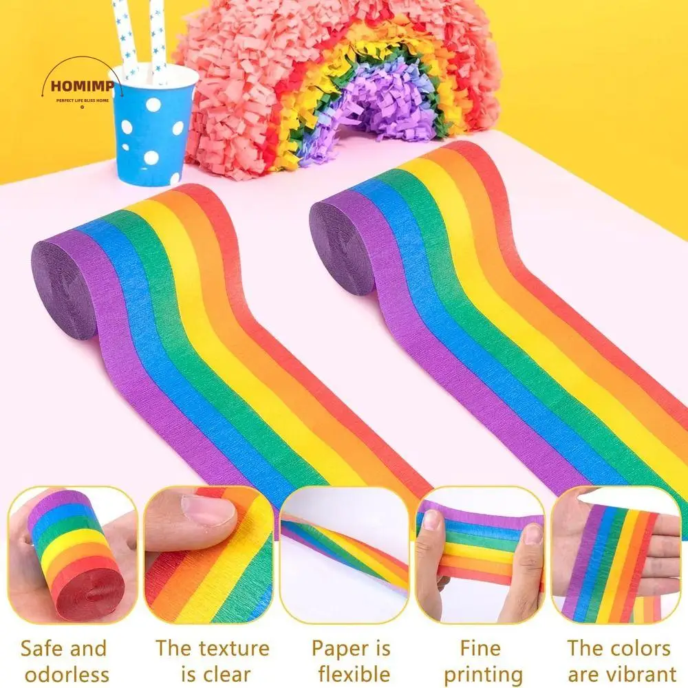 

10Rolls Colorful Rainbow Crepe Paper DIY Decoration Residue-Free Crepe Tissue Paper Roll High-quality Vibrant Colors