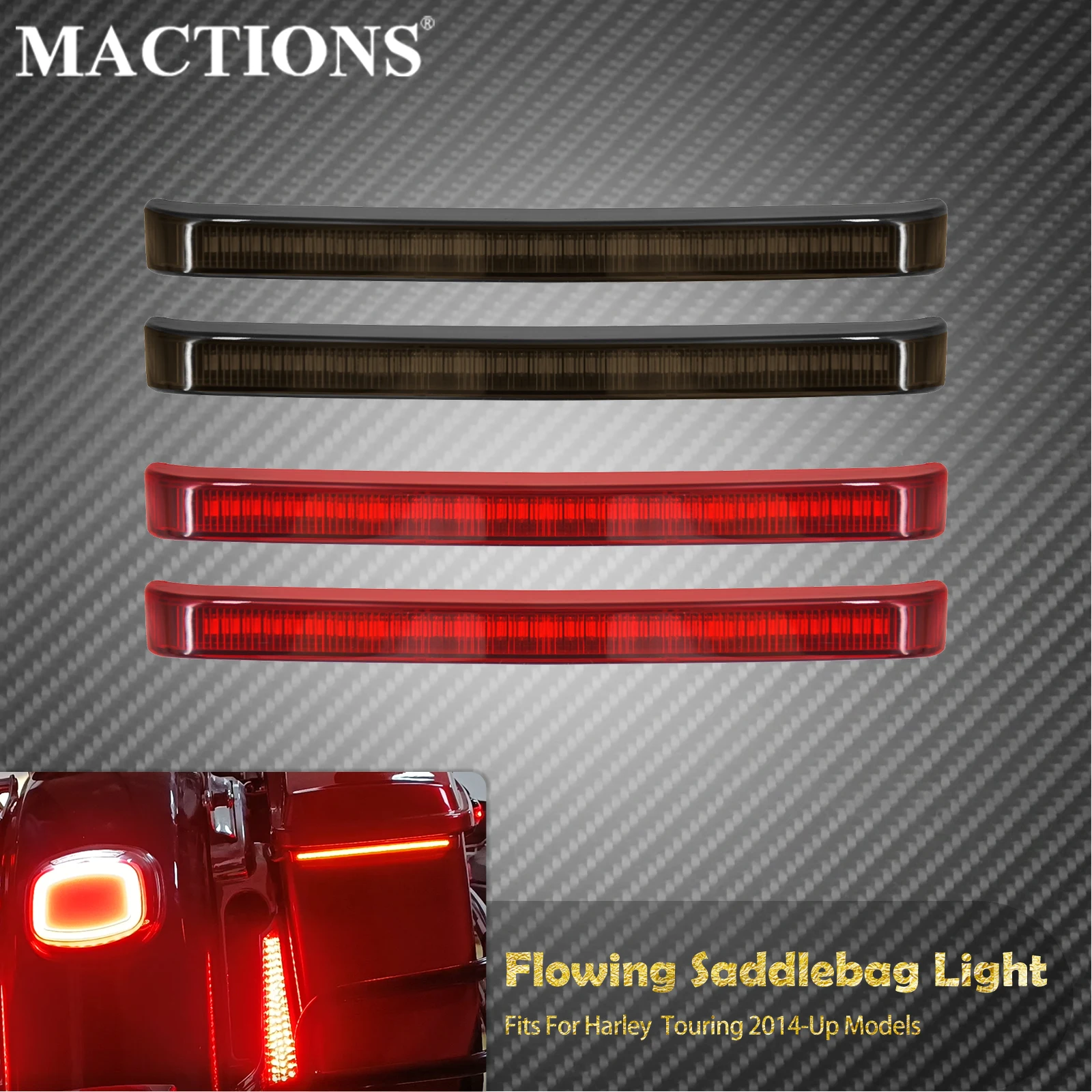 Motorcycle LED Saddlebag Brake Flowing Turn Signal Running Accent Light Lamp For Harley Touring Road King Street Electra Glide