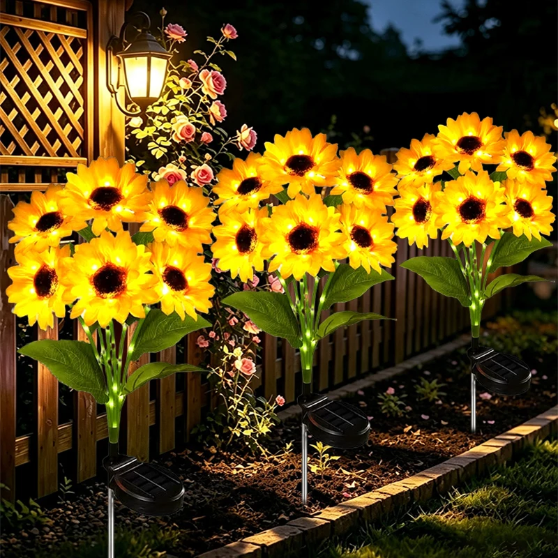 Solar Garden Lights Gift for Mom Outdoor Waterproof Sunflower Decor Yard Patio Pathway Lights