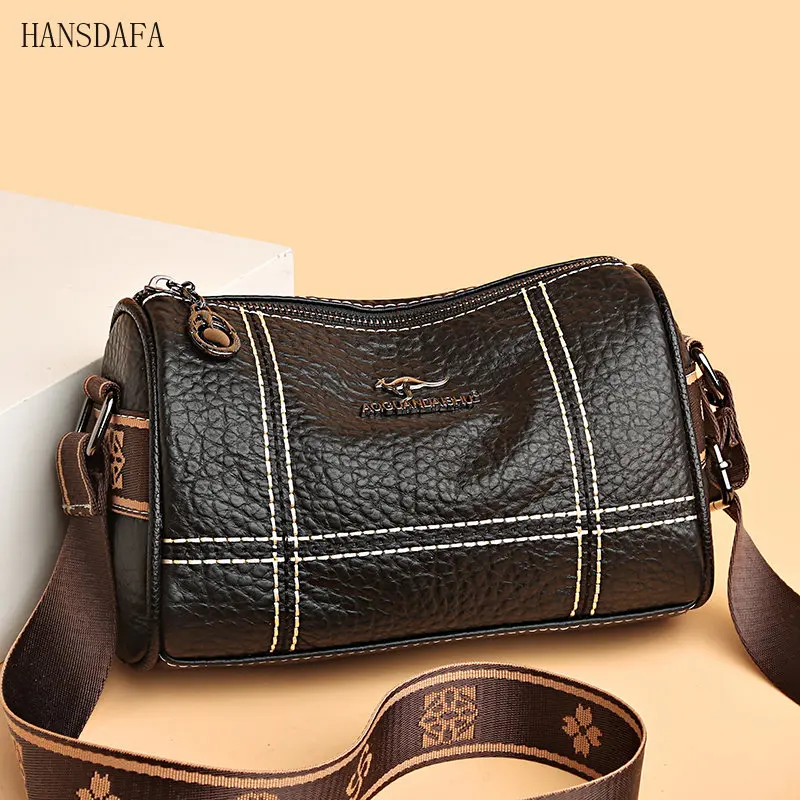 2023 High Quality Solid Color Genuine Leather Shoulder Crossbody Bags For Women Genuine Leather Ladies Handbags Female Tote Sac