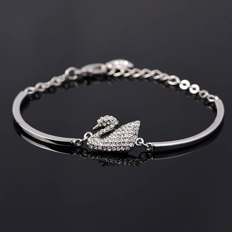 Luxury Zircon Charm Swan Bracelet for Women's Party Gifts Gold Rose/Gold/Silver Color Swan Bangle Fashion Jewelry Accessories