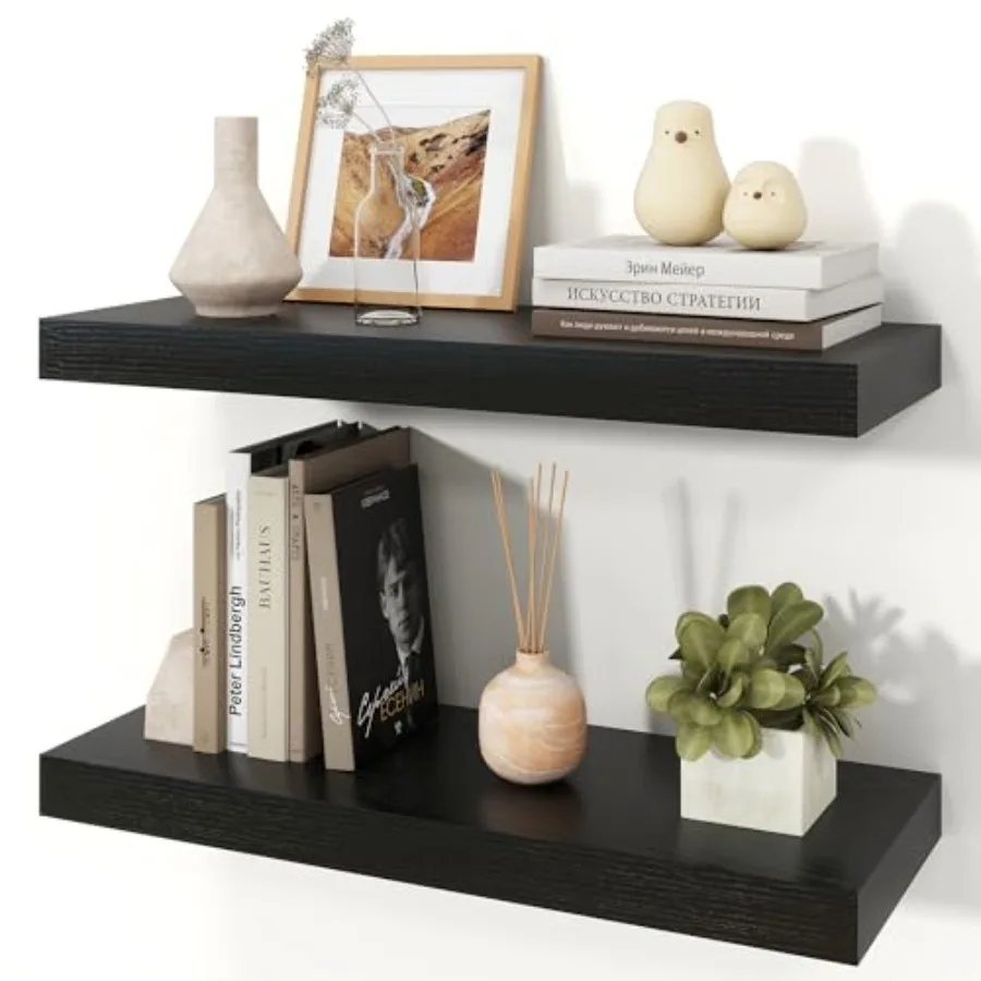 

Floating Shelves for Wall, 9.3" Deep Wall Mounted Wood Shelves for Bathroom, Bedroom, Living Room, Kitchen, Hanging Shelf for B