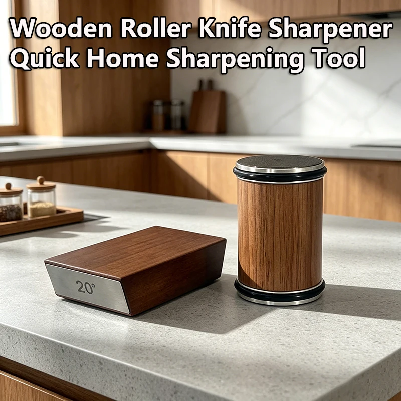 Neuer Holz-Rollmesser-Schärfer mit Doppelseitigem Diamantstein 15 ° &20 °   Magnetischer Winkelmesser Professionelles Küchenwerkzeug