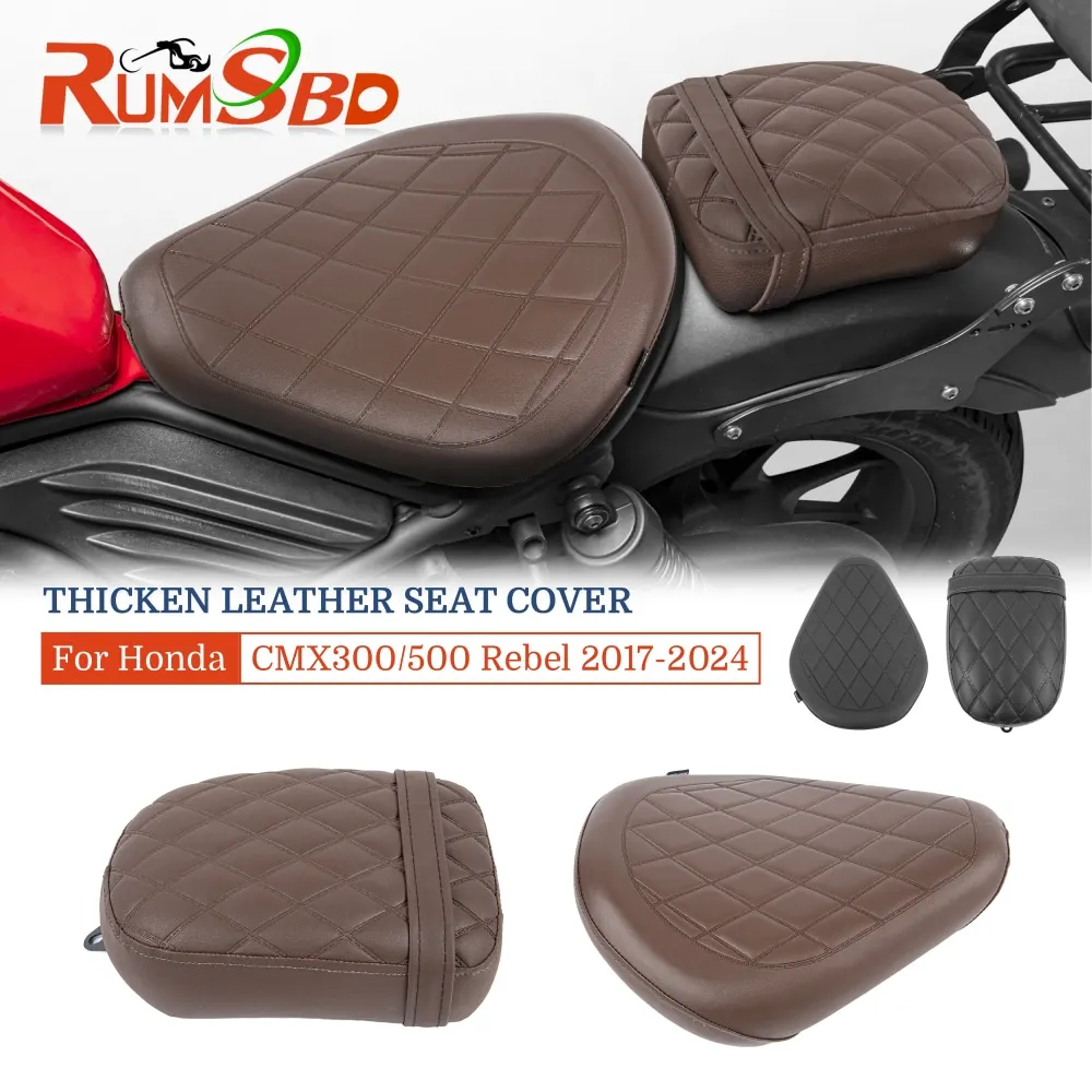 

Motorcycle Front Solo Thicken Leather Seat Cover For Honda Rebel CMX 300 500 CMX300 CMX500 2017-2024 Rear Passenger Cushion Pad