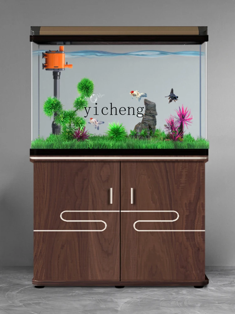 Yy Fish Tank Living Room Large, Medium and Small Household Floor Belt Base Cabinet Ecological Change Water