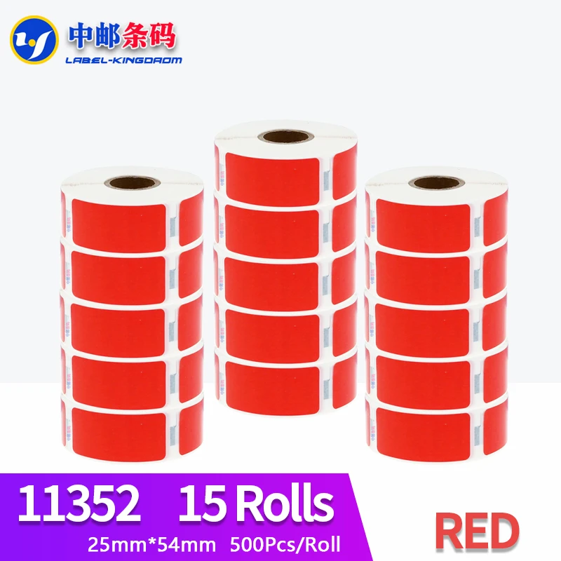 

15 Rolls Dymo 11352 Red Color Generic Label 25mm*54mm 500Pcs Compatible for LW400 LW450 Turbo 4XL Thermal Printer