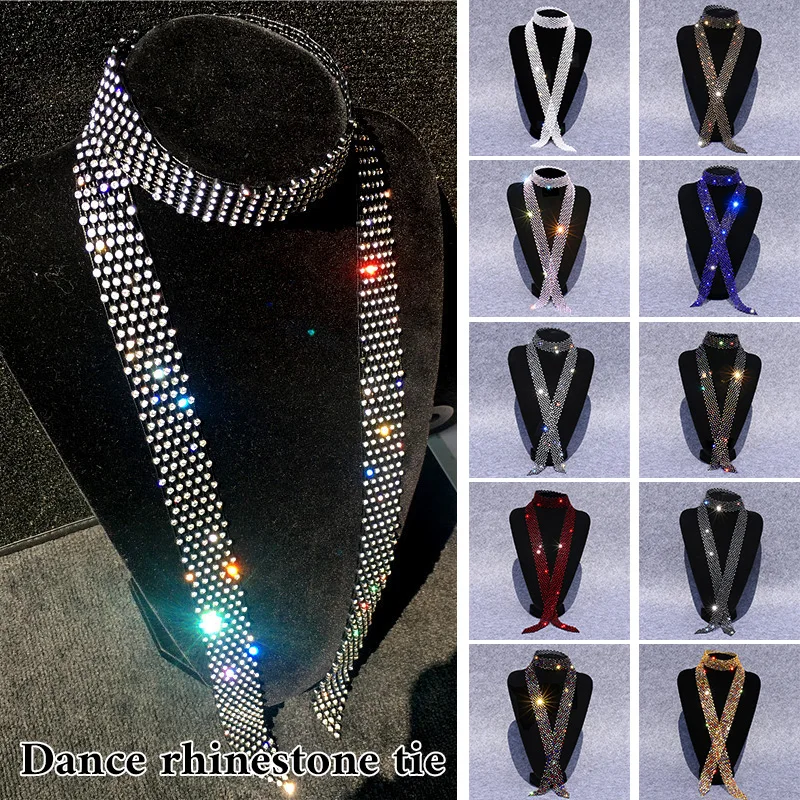 Sequins Rhinestones Ties Belt Men Women Fashion Party Stage Night Club Bar Simple Style Decorative Shiny Ties Accessories