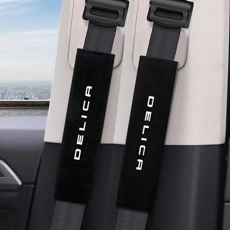 2Pcs Car Seat Belt Covers Safety Belt Shoulder Protection Auto Soft Seat Belt Covers for DELICA Car Interior Accessories