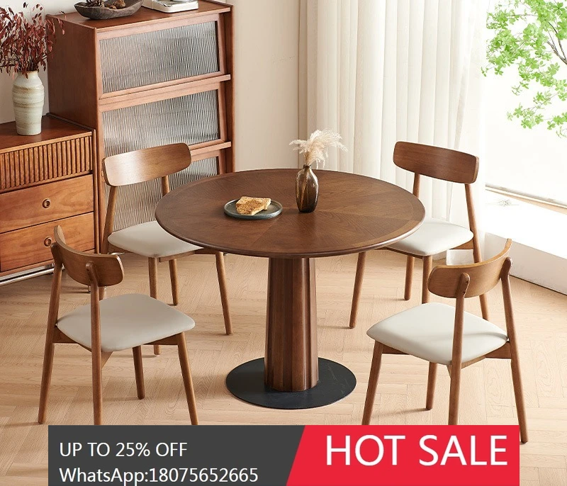 

HLZ Small Apartment Round High-End Solid Wood Round Table Home Modern Simple Style Balcony Small Round Table