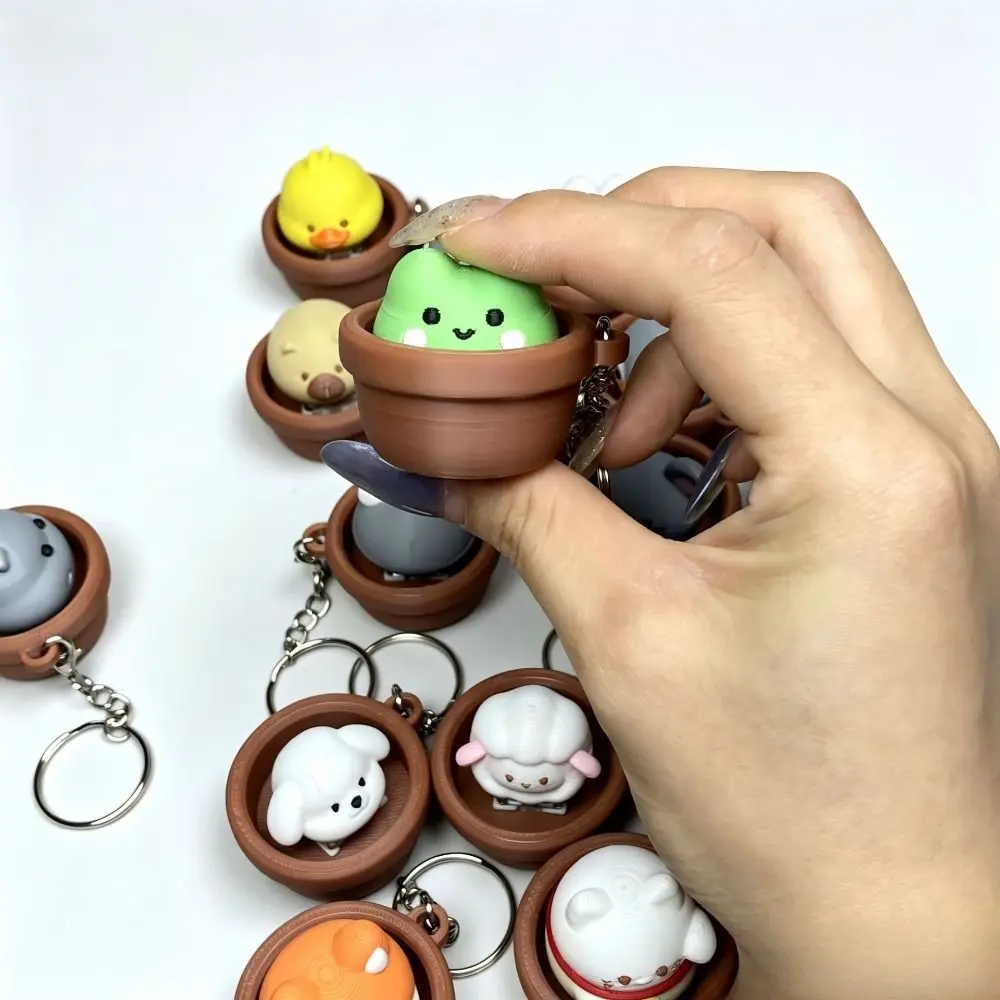 Cute 3D Printed Keycap Clicker Pendant Button Press Key Ring Keyboard Fidgets Keychain Funny Dog Lucky Cat Key Chain Gifts