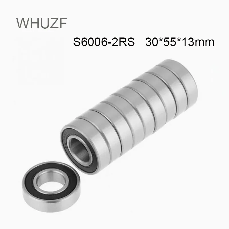 WHUZF 2PCS S6006RS Bearing 30*55*13 mm ABEC-5 440C Stainless Steel S 6006-2RS Ball Bearings S6006 Stainless Steel Ball Bearing