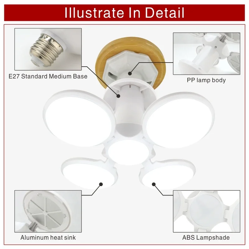 LED Folding Bulb 40W E27 Football UFO Bulb Lamp 360 degrees AC 220V Lampada LED Spotlight Light Cold White