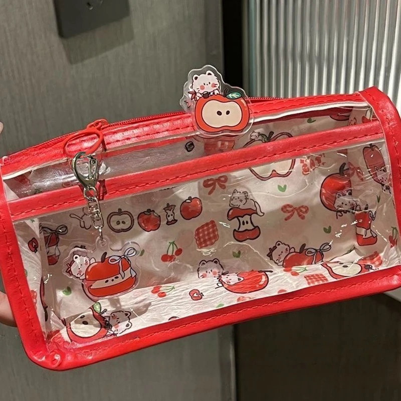 Picture 6: HOT! Cartoon Translucent Pencil Case Multi-layer Vertical Large-capacity Stationery Storage Bag School Supply Cosmetic Bag