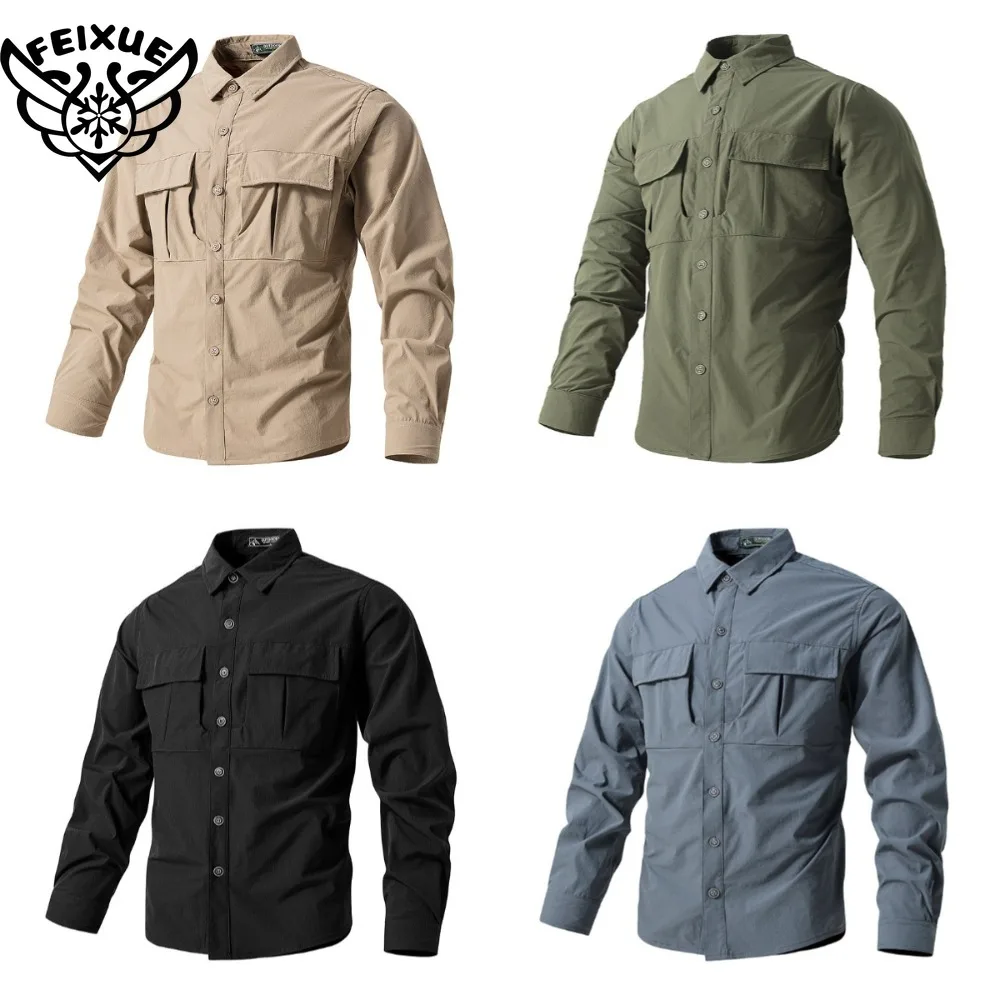 

Tactical Hiking Shirts Men Long Sleeves Cargo Shirts Work Shirts Summer Outdoor Quick Dry Hunting Shirt Multi Pocket Water Proof